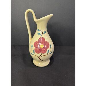 Vintage Purinton Pottery Hand Painted Slip Ware Floral Jug Pitcher Branded